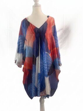 Diane von Furstenberg DVF Fleurette Silk Kaftan Dress - Batik Land - Size 8 